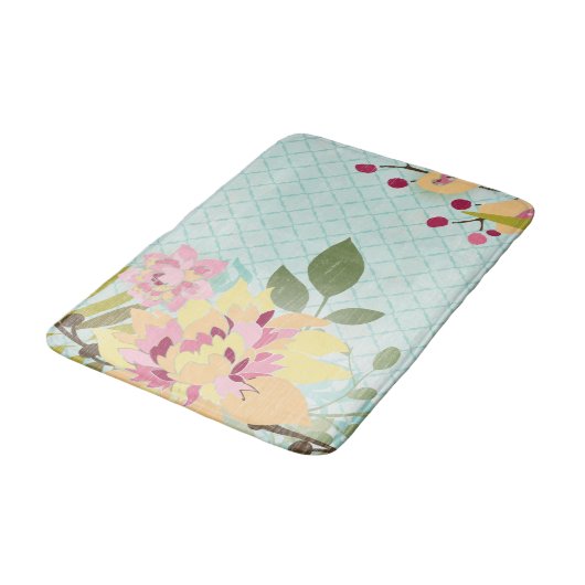 Floral Garden, blauwe achtergrond Badmat (Gekanteld)