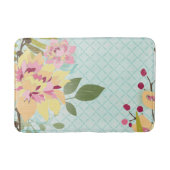 Floral Garden, blauwe achtergrond Badmat (Voorkant)