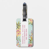 Floral Garden, blauwe achtergrond Bagagelabel (Achterkant verticaal)