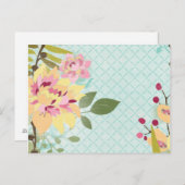 Floral Garden, blauwe achtergrond Briefkaart (Voorkant / Achterkant)