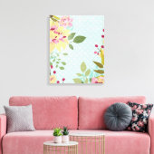 Floral Garden, blauwe achtergrond Canvas Afdruk (Insitu (Woonkamer))