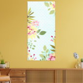 Floral Garden, blauwe achtergrond Canvas Afdruk (Insitu (Woonkamer))