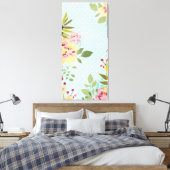 Floral Garden, blauwe achtergrond Canvas Afdruk (Insitu (Slaapkamer))