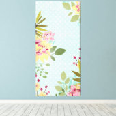 Floral Garden, blauwe achtergrond Canvas Afdruk (Insitu (Houten vloer))