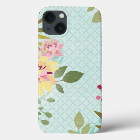 Floral Garden, blauwe achtergrond Case-Mate iPhone Case (Achterkant)