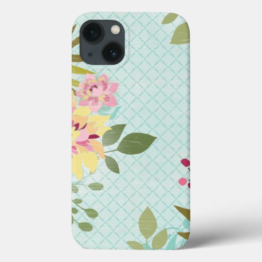 Floral Garden, blauwe achtergrond Case-Mate iPhone Case (Achterkant)