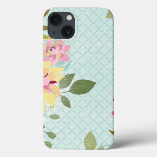 Floral Garden, blauwe achtergrond Case-Mate iPhone Case (Achterkant)