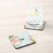 Floral Garden, blauwe achtergrond Drankjes Onderzetter (Rechterzijde)