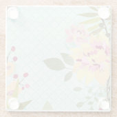 Floral Garden, blauwe achtergrond Glazen Onderzetter (Achterkant)