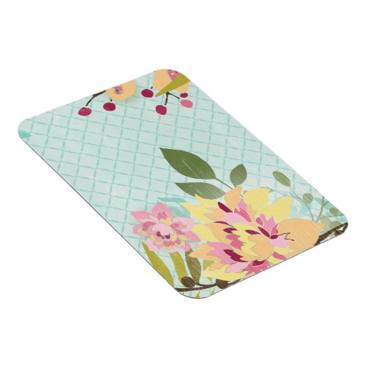 Floral Garden, blauwe achtergrond Magneet (Rechterzijde)