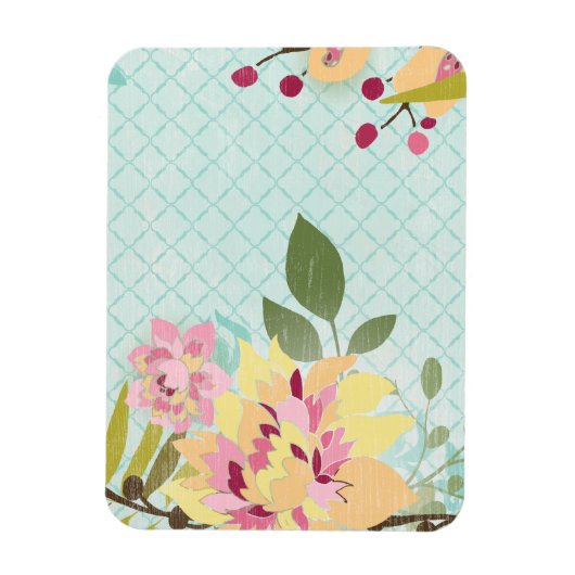 Floral Garden, blauwe achtergrond Magneet (Verticaal)