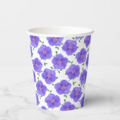 Floral Garden Blue Geranium Tekst op elke kleur Papieren Bekers (Achterkant)