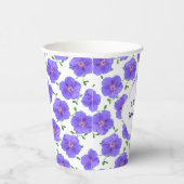 Floral Garden Blue Geranium Tekst op elke kleur Papieren Bekers (Rechts)