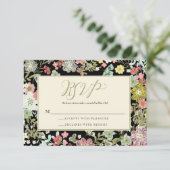 Floral Garden Border Bruiloft RSVP Respons Kaarten (Staand voorkant)