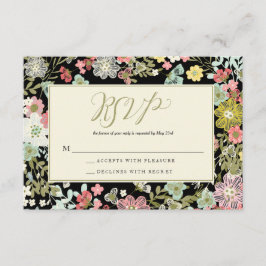 Floral Garden Border Bruiloft RSVP Respons Kaarten Kaartje