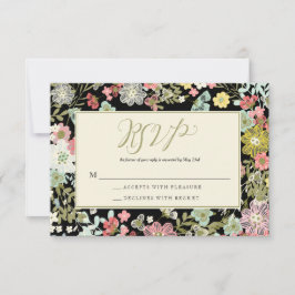 Floral Garden Border Bruiloft RSVP Respons Kaarten Kaartje