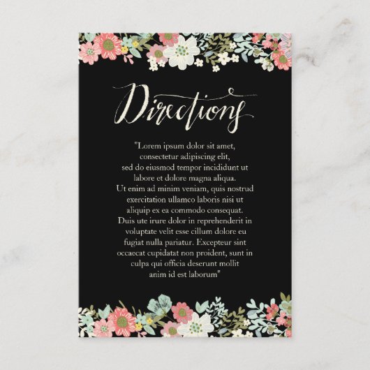 Floral Garden Border Wedding Directions Kaarten (Voorkant)