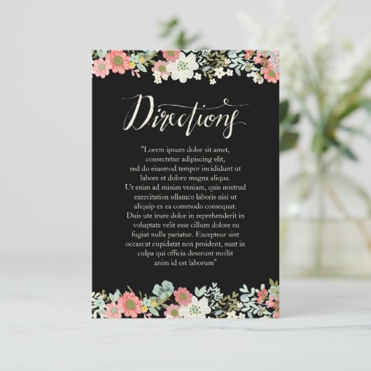Floral Garden Border Wedding Directions Kaarten (Staand voorkant)
