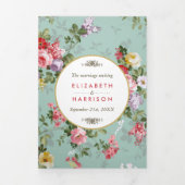 Floral Garden Botanical Wedding Suite Drieluik Uitnodiging (Cover)