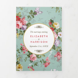 Floral Garden Botanical Wedding Suite Drieluik Uitnodiging