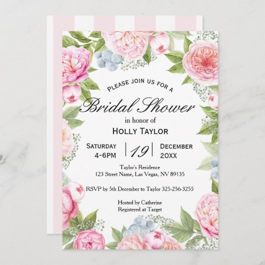 Floral Garden Bridal Shower Kaart (Voorkant / Achterkant)