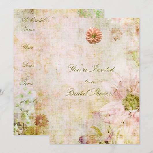 Floral Garden Bridal Shower-uitnodiging Kaart (Voorkant / Achterkant)