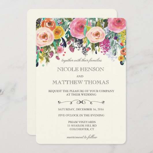 Floral Garden bruiloft uitnodiging (Voorkant / Achterkant)