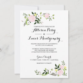 Floral Garden bruiloft uitnodiging - wit