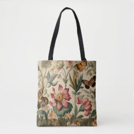 Floral Garden & Butterfly Canvas tas
