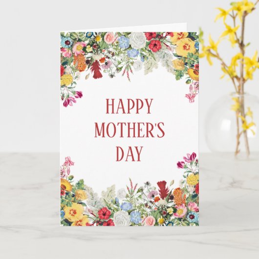 Floral Garden Colorful Flowers Moederdag Kaart (Gele Bloem)