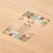 Floral Garden Colorful Flowers Weddenschap Acryl Uitnodigingen (Laagn)