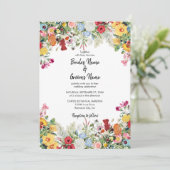 Floral Garden Colorful Flowers Weddenschap Kaart (Staand voorkant)
