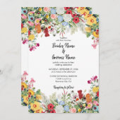 Floral Garden Colorful Flowers Weddenschap Kaart (Voorkant / Achterkant)