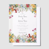 Floral Garden Colorful Flowers Weddenschap Vellum Uitnodigingen (Offset)