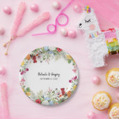 Floral Garden Colorful Flowers Wedding Papieren Bordje (Feest)