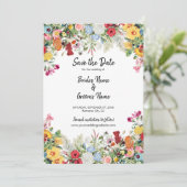Floral Garden Colorful Flowers Wedding Save The Date (Staand voorkant)