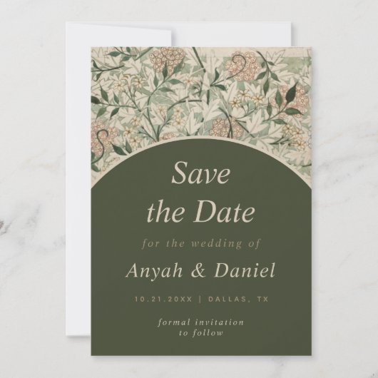 Floral Garden Cream Moss Green Arch Natuur Save The Date (Voorkant)