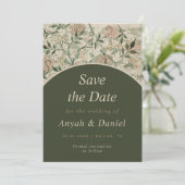 Floral Garden Cream Moss Green Arch Natuur Save The Date (Staand voorkant)