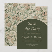 Floral Garden Cream Moss Green Arch Natuur Save The Date (Voorkant / Achterkant)