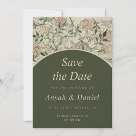  Floral Garden Cream Moss Green Arch Natuur Save The Date