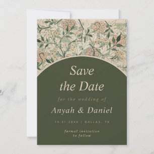 Floral Garden Cream Moss Green Arch Natuur Save The Date