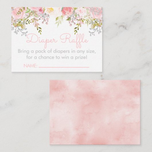 Floral Garden Diaper Raffle Ticket inserts Informatiekaartje (Voorkant / Achterkant)