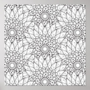 Floral Garden Doodle 2 Poster