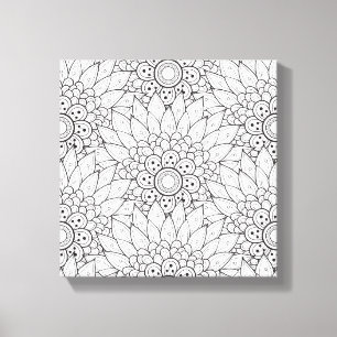 Floral Garden Doodle 6 Canvas Afdruk
