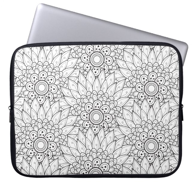 Floral Garden Doodle Laptop Sleeve (Voorkant)