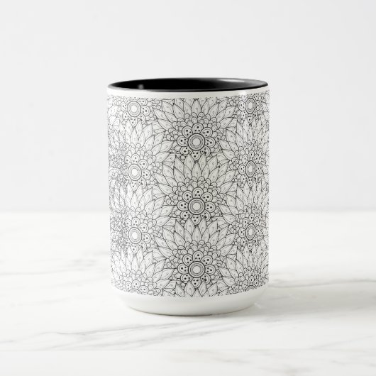 Floral Garden Doodle Mok (Midden)