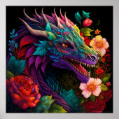 Floral Garden Dragon Poster (Voorkant)