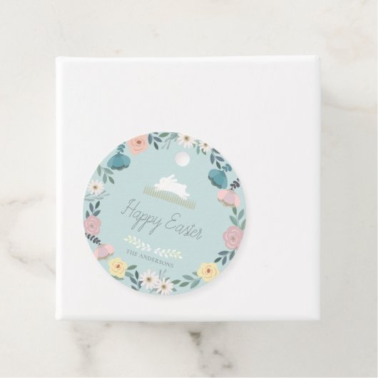 Floral Garden Easter Bunny Eggs Blue Bedankjes Labels (In situ)