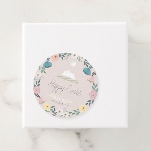 Floral Garden Easter Bunny Eggs Pink Bedankjes Labels (In situ)