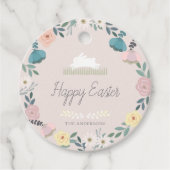 Floral Garden Easter Bunny Eggs Pink Bedankjes Labels (Voorkant)